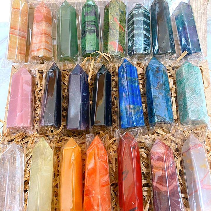 Amazon.co.jp: 天然石 六角柱 ポイント水晶22本 パワーストーン タワー